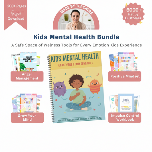 Kids Mental Health Bundle workbook and emotional regulation tools
