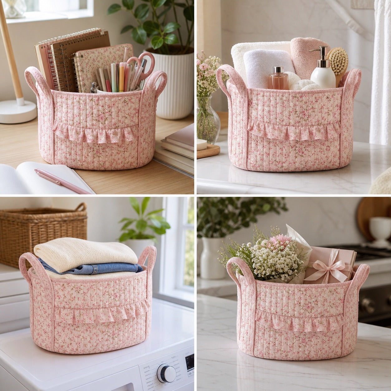 Four ways to use the quilted basket around the home